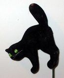 old vintage 1960s FLOCK BLACK CAT Floral Stick