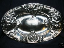 old vintage SILVERPLATE serving platter ~ engraved