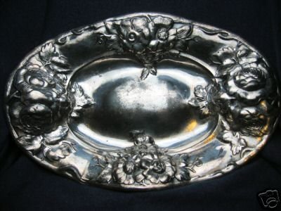 old vintage SILVERPLATE serving platter ~ engraved