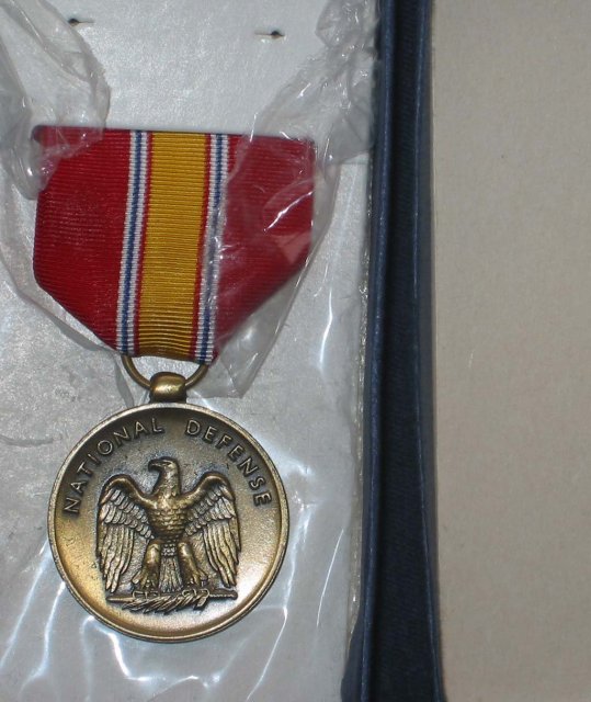 old vintage NATIONAL DEFENSE COIN on ribbon IN BOX