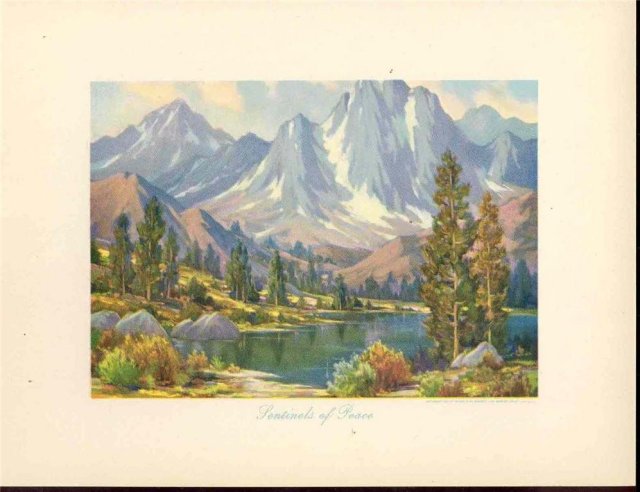 old vintage 1950s CALIFORNIA LANDSCAPE litho print