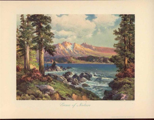 old vintage 1950s CALIFORNIA LANDSCAPE litho print