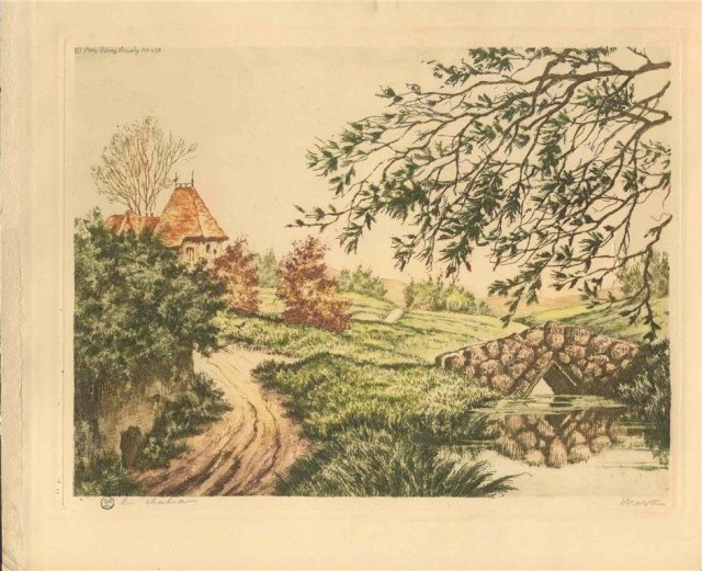 old PARIS ETCHING SOCIETY French Landscape Print
