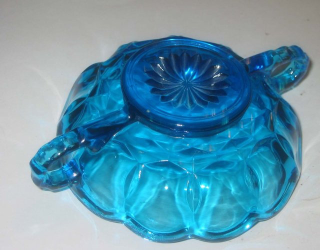 Blue Glass Faceted Candy Bowl Dish