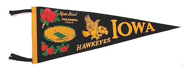 Iowa Rose Bowl Pennant 1957 Hawkeyes