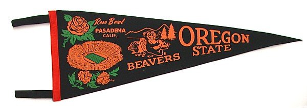 Oregon Rose Bowl Felt Pennant 1965 beavers