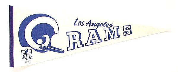 1967 LOS ANGELES RAMS Felt Football Pennant * LA