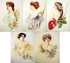 5 old vintage VICTORIAN LITHO prints * ACTRESS