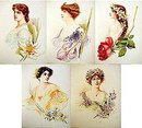 5 old vintage VICTORIAN LITHO prints * ACTRESS
