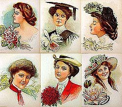 6 old vintage VICTORIAN LITHO prints * FLOWER
