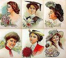 6 old vintage VICTORIAN LITHO prints * FLOWER