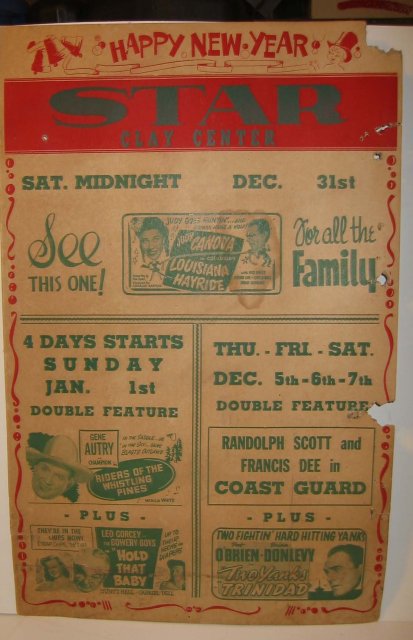 1949 Star Clay Center Movie Theatre Poster