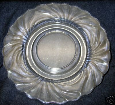 old Clear Swirled Serving Plate