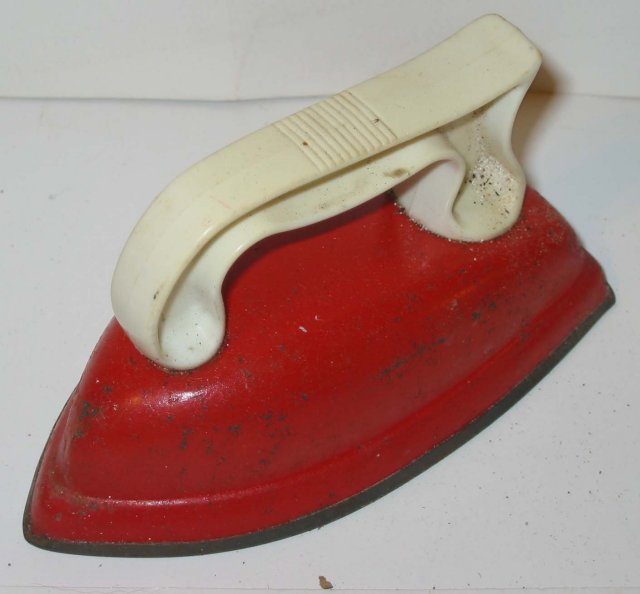VINTAGE TOY IRON ~ METAL RED KID TOYS