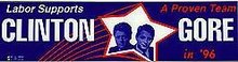 CLINTON GORE BUMPER STICKER 1996