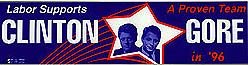 CLINTON GORE BUMPER STICKER 1996