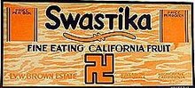 Swastika Pears California Fruit Sign 1920s