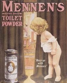 MENNEN'S TOILET SIGN ~ POWDER METAL