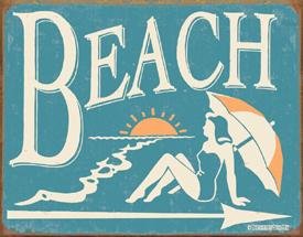 BEACH BATHING SIGN ~ METAL