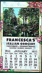 VINTAGE 1933 CALENDAR ~ GROCERY STORE ~ NEW MEXICO