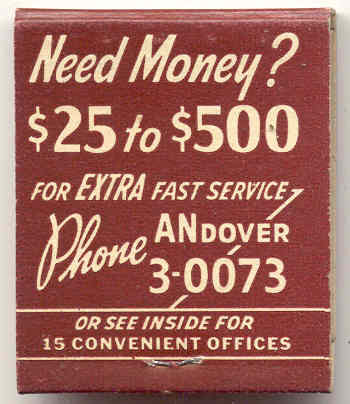 GENERAL FINANCE MATCHBOOK ~ ANdover3