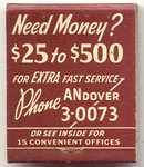 GENERAL FINANCE MATCHBOOK ~ ANdover3