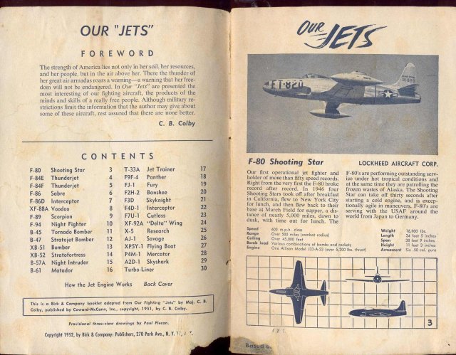 FIGHTING JETS BOOKLET 1952 ~ VINTAGE