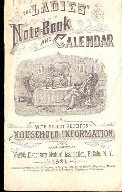 VINTAGE 1881 LADIES CALENDAR NOTEBOOK ~ MEDICAL ASSOC BUFFALO NEW YORK