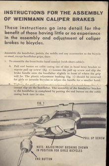 WEINMANN CALIPER BIKE BRAKES AD PAMPHLET