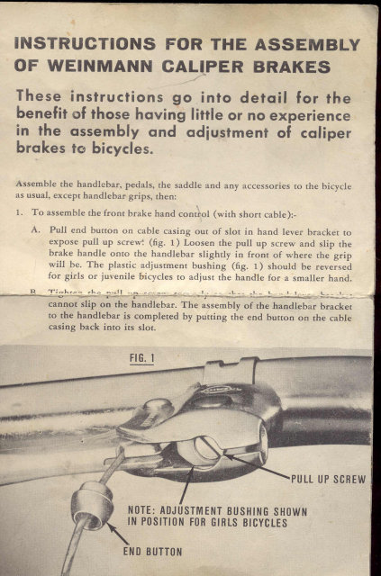 WEINMANN CALIPER BIKE BRAKES AD PAMPHLET