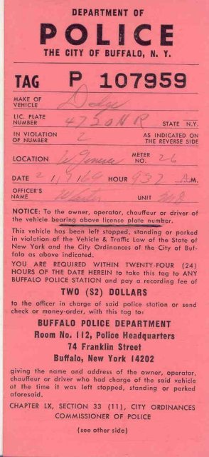 Buffalo Police Ticket