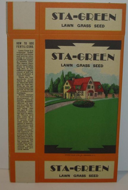 STA GREEN GRASS SEED BOX 1930s