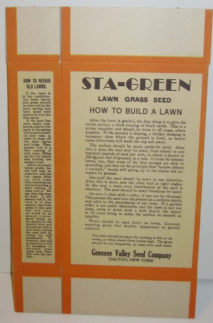 STA GREEN GRASS SEED BOX 1930s