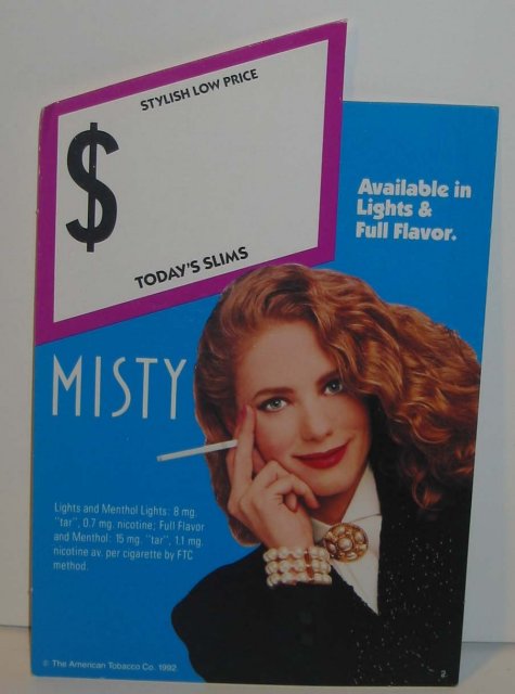 MISTY CIGARETTE STORE SIGN DISPLAY VINTAGE