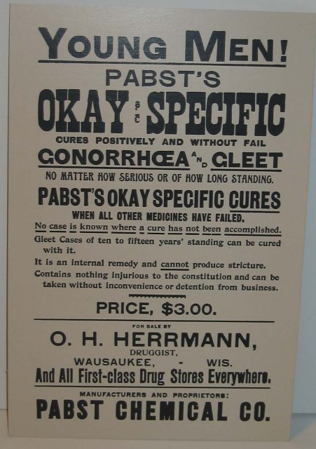 Pabst VD Gonnorhea Sign