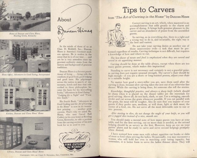 old vintage 1951 DUNCAN HINES CARVING Guide