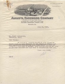 Augusta Hardwood Mill Letter