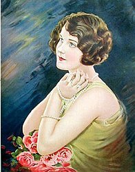 YEARNING LADY LITHO PRINT ~ 1920S