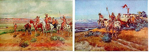 CHARLES RUSSELL WESTERN PRINTS ~ 2 old vintage