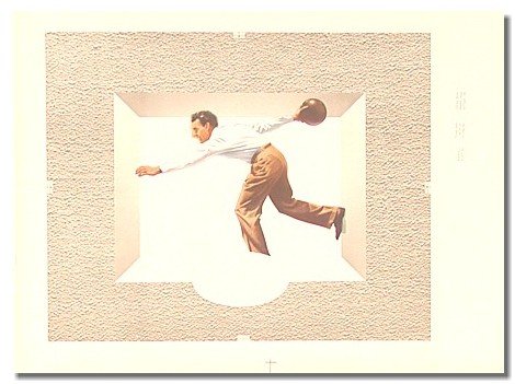 MALE BOWLING POSTER SIGN ~ vintage ice cream