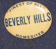 VINTAGE PINBACK PIN ~ BEVERLY HILLS REALTOR 1928