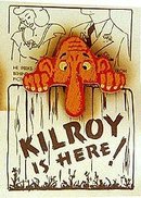 VINTAGE PINBACK ~ KILROY WAS HERE WOODEN PIN