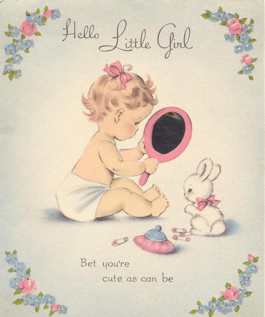 BABY GREETING CARD ~ OLD VINTAGE USED CARD