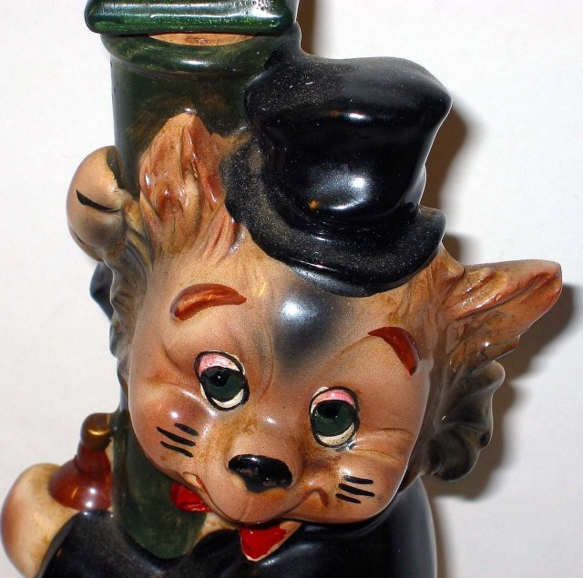 DRUNK CAT STATUE * OLD VINTAGE DRUNKEN CAT