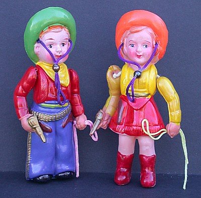 Celluloid Cowboy Cowgirl Dolls Toys