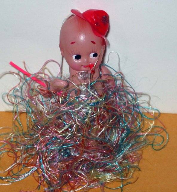 Celluloid Carnival Hula Skirt Doll 1940s Toy