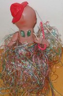 Celluloid Carnival Hula Skirt Doll 1940s Toy