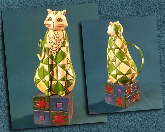 ENESCO GREEN STAR CAT STATUE * JIM SHORE