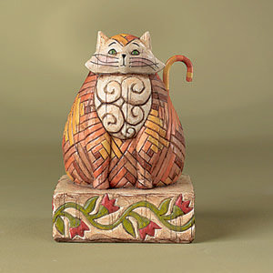 JIM SHORE YELLOW CAT STATUE * ENESCO HEARTWOOD