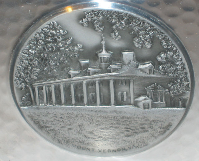 MT. VERNON PLATE * OLD VINTAGE HAMMERED TIN
